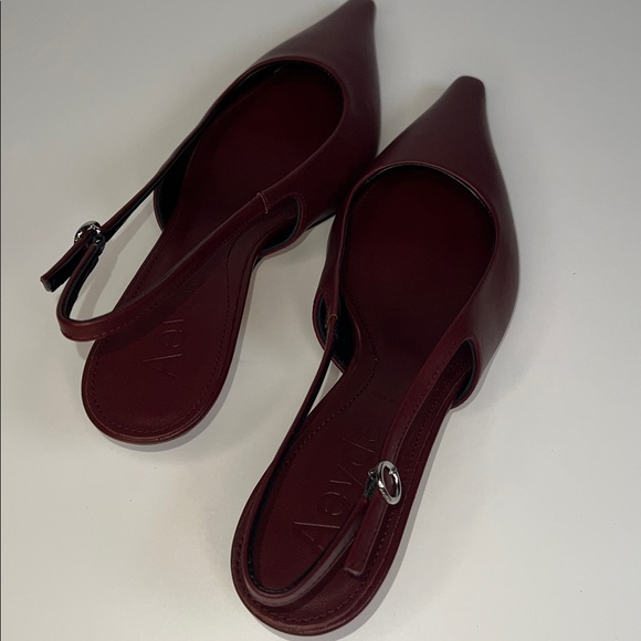♥️NWT AEYDE CATRINA NAPPA LEATHER SLINGBACK PUMPS IN BURGUNDY SIZE 40/US10 - Picture 11 of 15